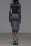marc le bihan gray purple stretch long sleeve dress 21911
